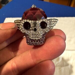 Swarovski gold and Silver Crystal Skull Necklace